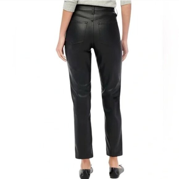 J. Crew Factory Full Length Straight Leg Pant in Faux Leather Black Size 27 - Picture 6 of 11